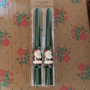 Avon Festive Green Santa Taper Candles